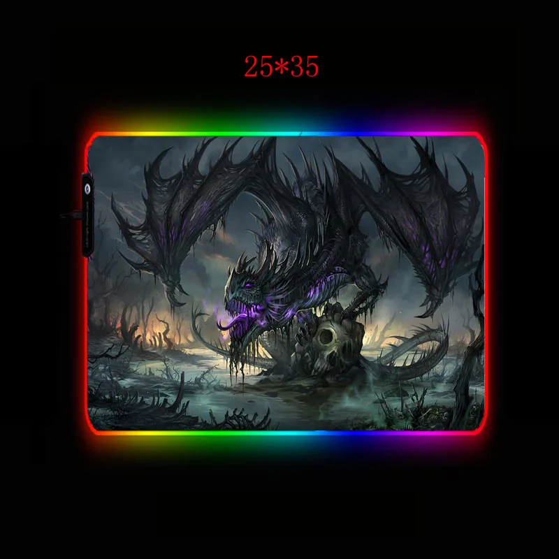 Игровой коврик для компьютерной мыши Mairuige Dragon Skull, большой коврик для мыши RGB, большой коврик для мыши с подсветкой, коврик для ПК, настольный игровой коврик с светодиодный подсветкой