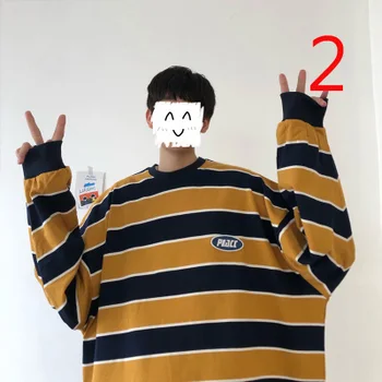 

Men's Spring Men's Striped Sweatshirt Korean Loose Round Neck Sweatshirt Teen Wild Undershirt Tide