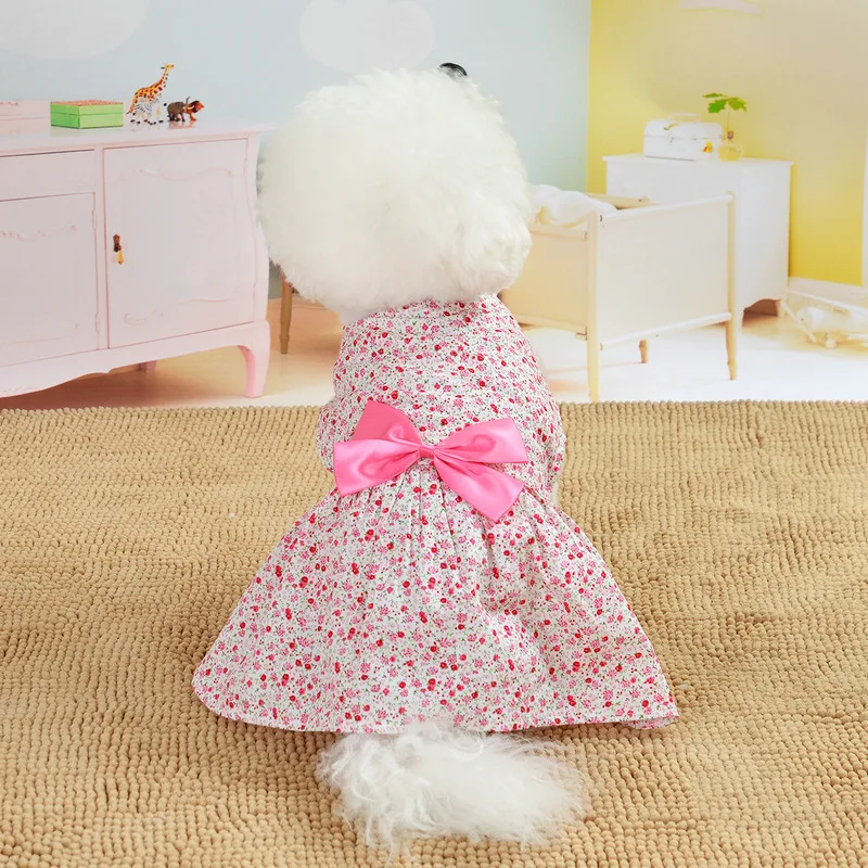 Pet Dog Clothes Summer Floral Bow Dog Dress
