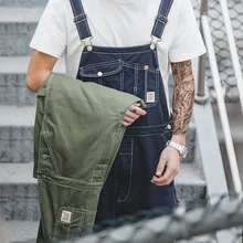 

Maden Safari Style Multi-Pocket Overalls Streetwear Work Cargo Jumpsuit Retro Straight Leg Pant Dungarees Baggy Bib Trousers