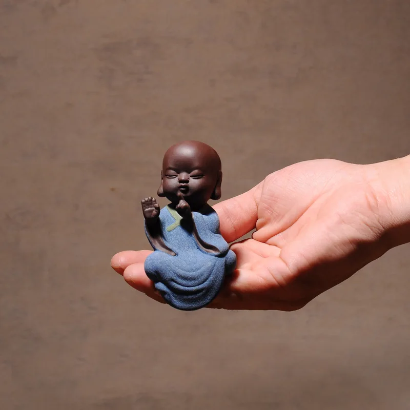 

Creative Boutique Clay Tea Ornaments Four Not Little Monk Ceramic Zen Novices Decoration Color Sand Tea Set Accessories