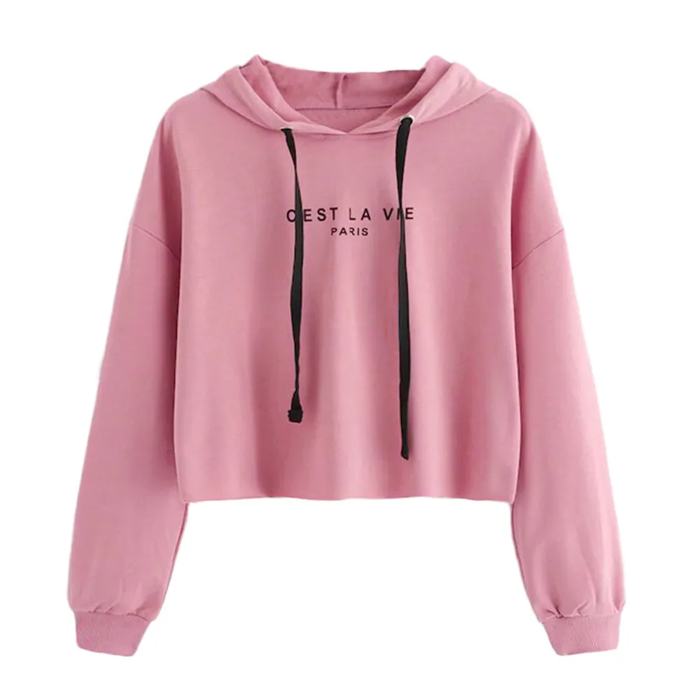 JAYCOSIN Fashion Women Casual Simple Sweatshirt Letter Long Sleeve Comfortable Popular Solid Color Soft Sweatshirt Blouse Tops