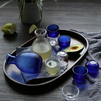 

Japanese Flagon Liquor Spirits Cups Suit Sake Pot Creative Crystal Drinking Glass Wine Bottle Cups Set Gift Box Drinking Healthy