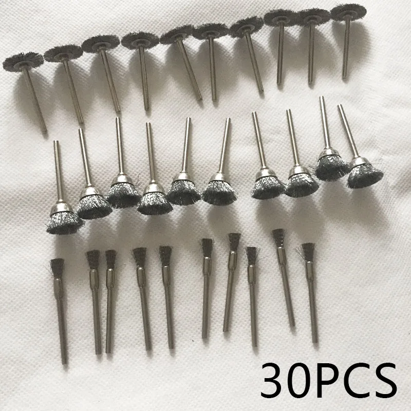 30pcs/Set Small Stainless Steel Wire Wheel Wire Brush Kit For Drill Rotary Tool
