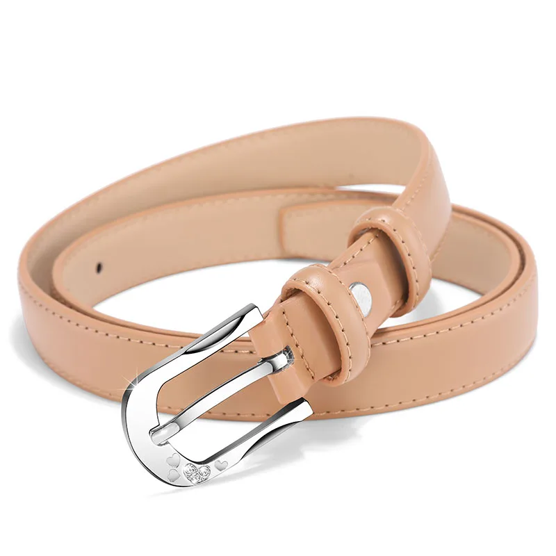 Silver buckle Beige Модные женские ремни в винтажном стиле из искусственной кожи с металлической пряжкой, пояс на талию, женский ремень, тонкий узкий тонкий - Цвет: Silver buckle Beige