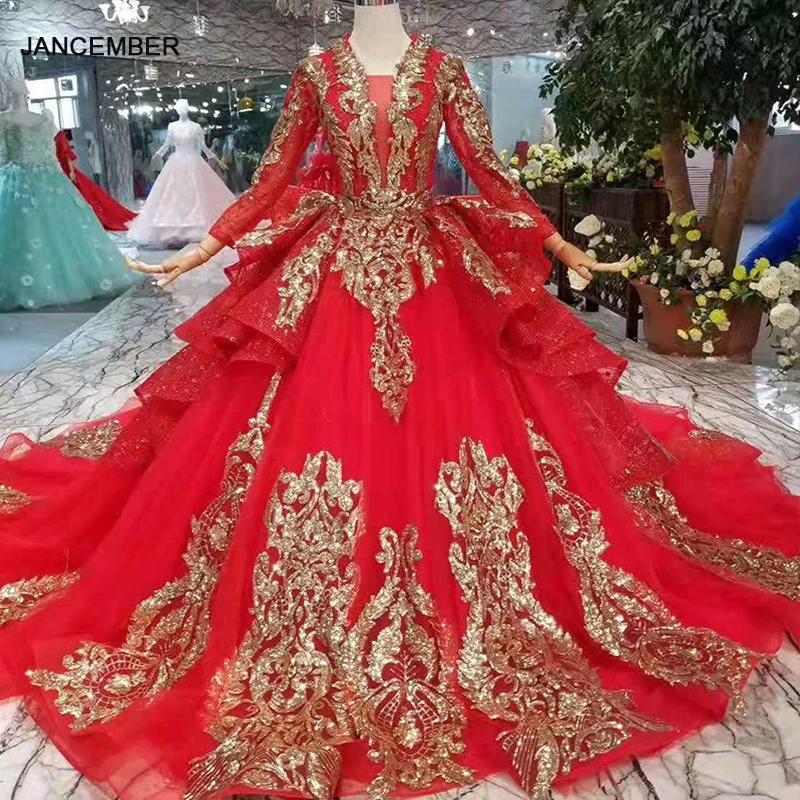 LS11057 luxury red wedding party dress 