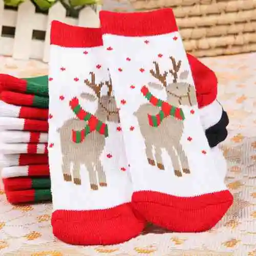 Autumn Winter Newborn Cotton infant Anti-slip socks Baby socks floor socks Boys Girls Cute Cartoon Christmas Baby Toddler Socks - Цвет: F