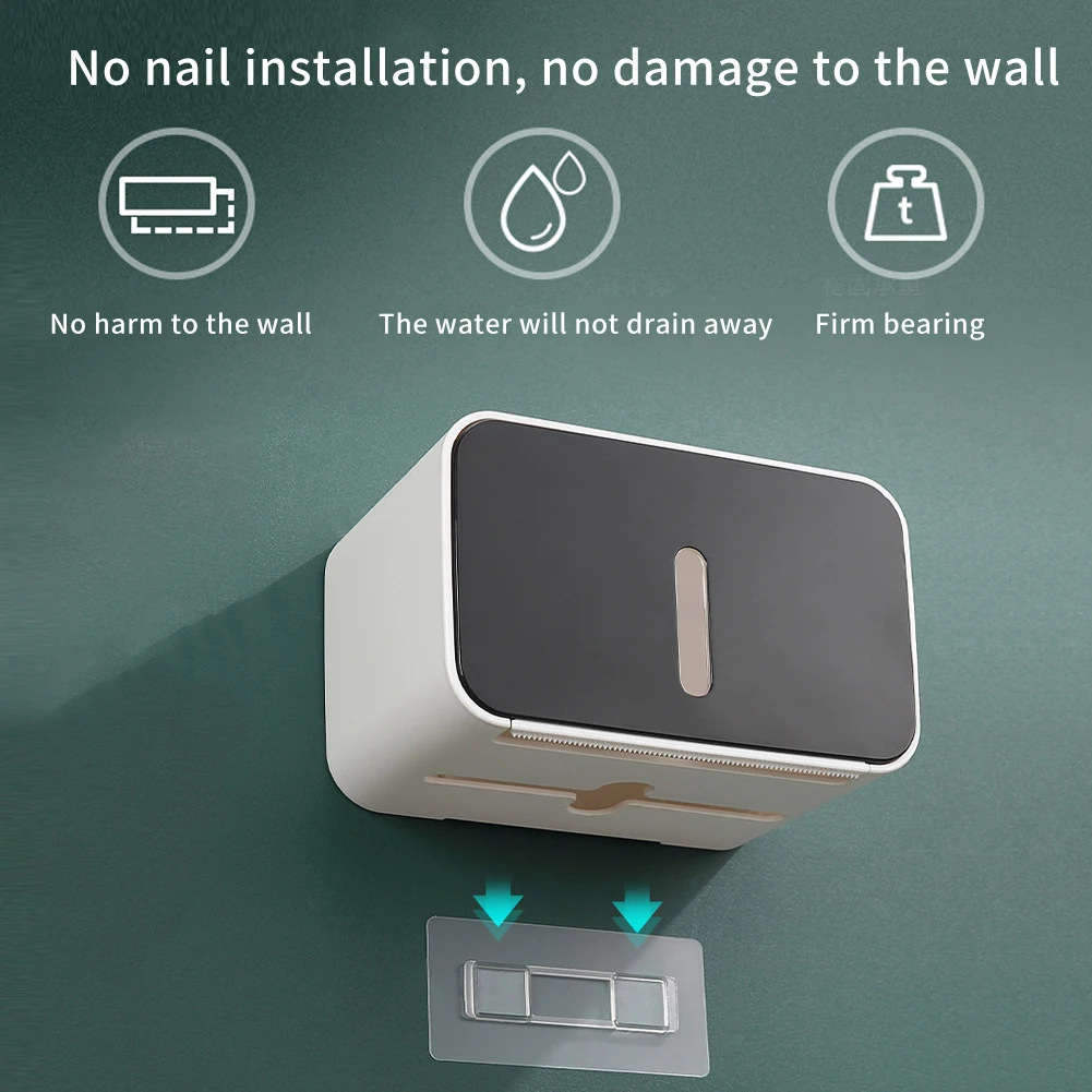 

Nordic Style Portable Home Toilet Paper Holder Plastic Storage Foldable No Punching Hotel Wall Mounted Bathroom Tissue Box Roll