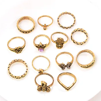 

AAA Quality Elephant 13-piece suit ring European and American retro j ring crown gem big palm ring fashion new ladies ring