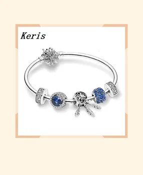 

100% 925 silver sterling zt0208 flashing crystal ice winter bracelet set 797746 nsbl blue cinnamon elegance jewelry