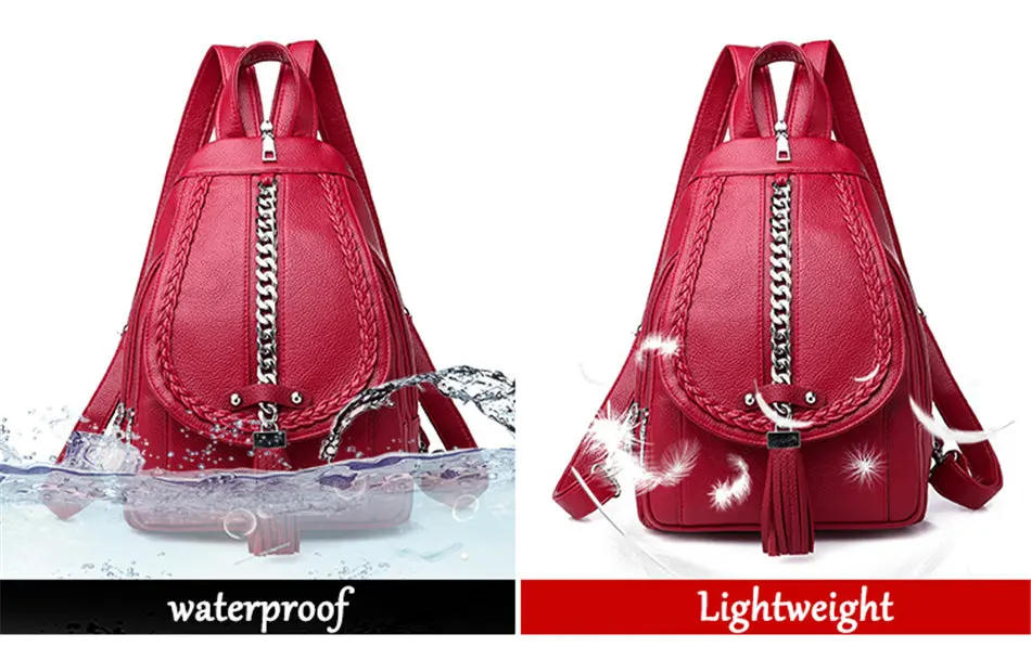 Женские кожаные рюкзаки ткацкий металлический рюкзачок с цепочками sac dos дорожные рюкзаки mochila masculina школьные рюкзаки для подростков