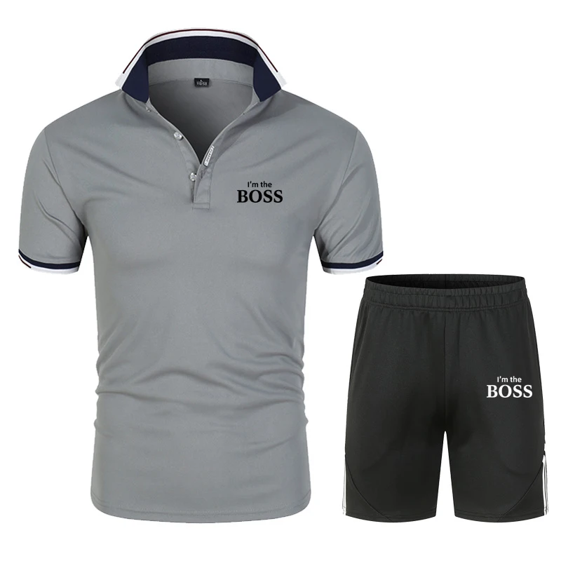 Conjunto de camiseta y pantalones cortos de playa para hombre, camiseta divertida de Im the Boss, Harajuku, ropa de calle, camiseta de Hip-Hop, moda de verano, 2021