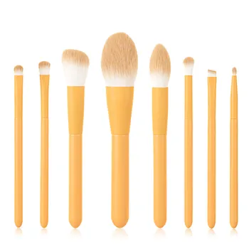 

8Pcs Makeup Brushes Set Yellow For Foundation Blush Eyeshadow Concealer Powder Lip Make Up Cosmetics Brush Makeup Pen T08097