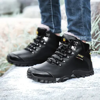 

Men Boots Winter Men Shoes New Lace Up Warm Fur Flock Male Sneakers Winter Ankle Boots Men Winter Boots New