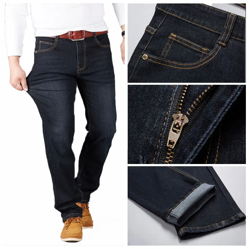 28-50 Big Size Man Pants High Stretch Straight baggy Trousers Fashion Casual Black Blue Denim Male Business Jeans Classic 28-50 Big Size Man Pants High Stretch Straight baggy Trousers Fashion Casual Black Blue Denim Male Business Jeans Classic