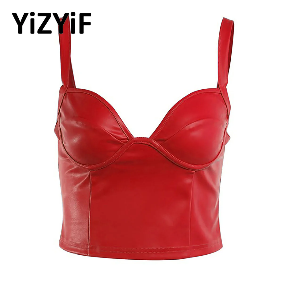 WomensSexyPatentLeatherVestCropTopsWetLookTanksPunkGothic