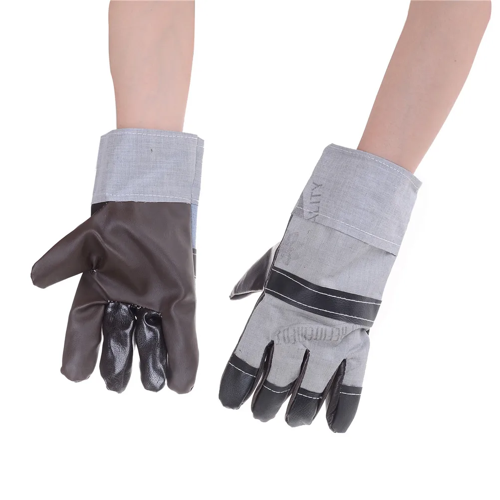 1Pair DIY Wood Working Leather Welding Gloves Heat Insulation Thickening Leather Welding Gloves Labor Protection Supplies