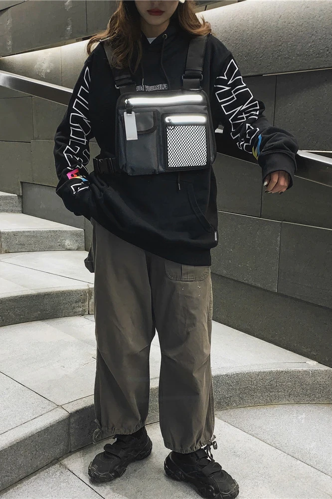 Светоотражающая Мужская нейлоновая сумка с геометрическими узорами, модная женская уличная одежда в стиле хип-хоп, сумки через плечо, Повседневная сумка для путешествий