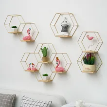 

Nordic Style Wall Storage Rack Living Room Room Wall Hanging Creative Wall Hexagonal Combination Shelf