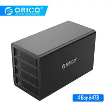 Док-станция ORICO 4 Bay для HDD, 64 ТБ, с двумя чипами, 150 Вт, чехол для встроенного жесткого диска, для 2,5, 3,5 дюймовых жестких дисков