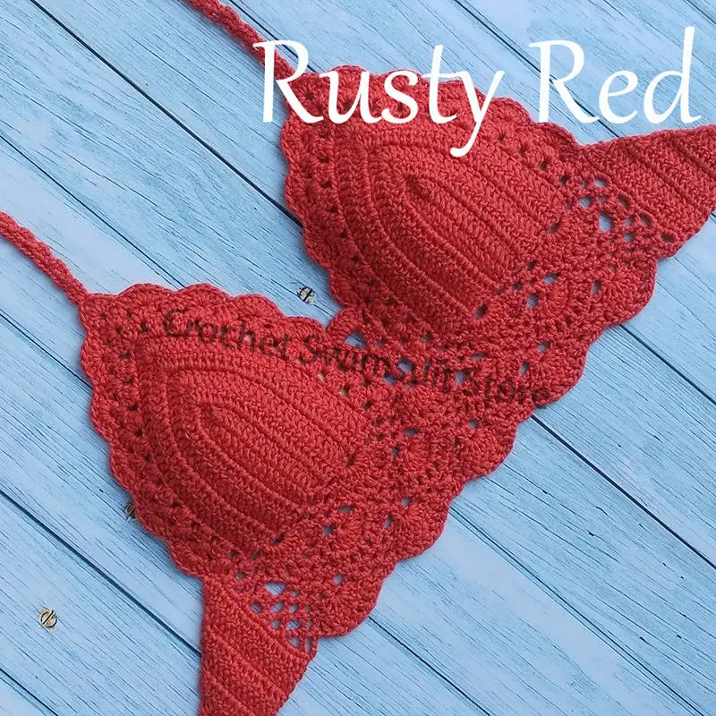 rusty red Бикини, сексуальный женский бикини, Раздельный женский купальник с пуш-ап бюстгальтером, вязаная крючком пляжная одежда, купальные костюмы размера плюс, купальный костюм - Цвет: rusty red