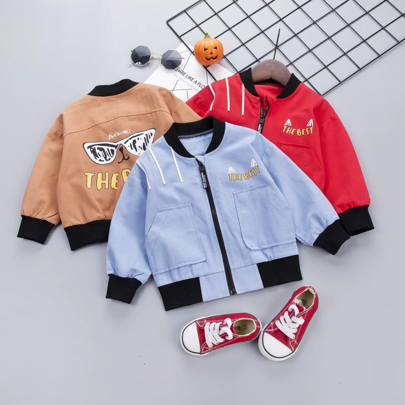 

New Autumn Baby Boy Outerwear Cartoon Letters Print Casual Zipper Sweatshirt Kids Coat Outfits Tops