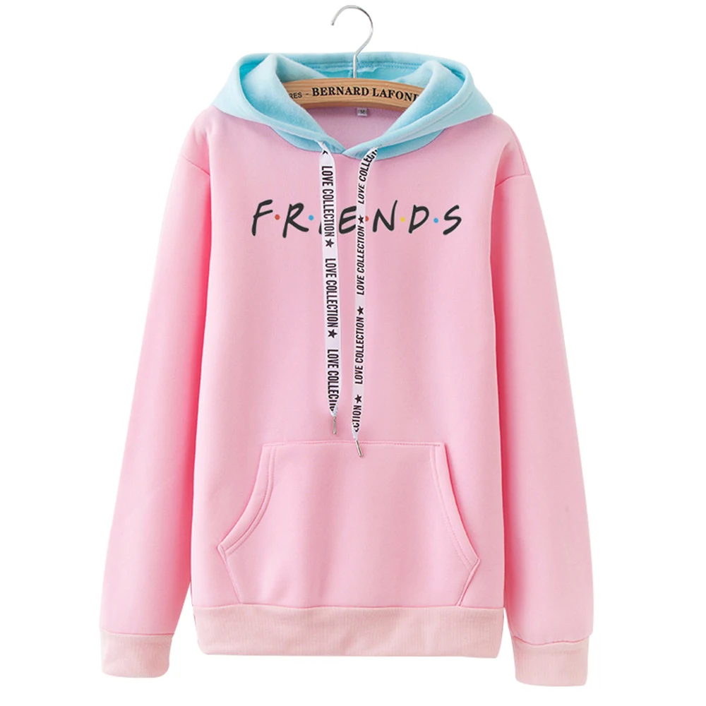 

Vertvie Women Casual Hoodies Autumn Long Sleeve Thick Cute Hooded Sweatshirt Loose Friends Letter Printed White Hoodies Harajuku
