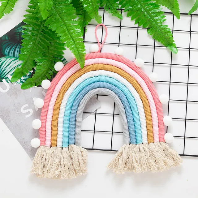 DIY Rope Rainbow Wall Hanging Decoration Handmade Woven Rainbow Decoration Nordic Baby Room Accessories Living Room Home Decor 4