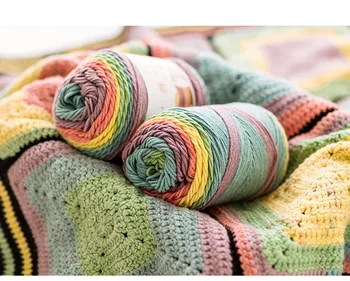 

2 pcs a lot 100g193M Rainbow segment dyed yarn 5 Strand wool DIY Handmade knitted Baby sweater hat Scarf sofa cushion yarn
