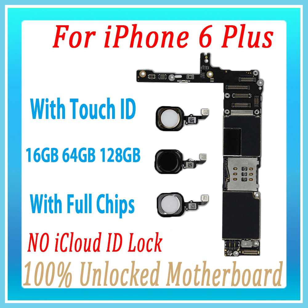 

100% Unlocked Mainboard For iPhone 6 Plus Motherboard For iPhone 6P With/Without touch ID Logic Board original Panel Free iCloud