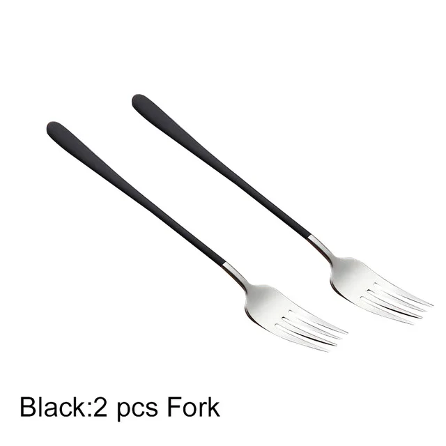 Black 2pcs fork 304 наборы посуды из нержавеющей стали набор школьной посуды отправить столовую сумку в скандинавском стиле вилка Cutler 2 шт./компл. A14 - Цвет: Black 2pcs fork
