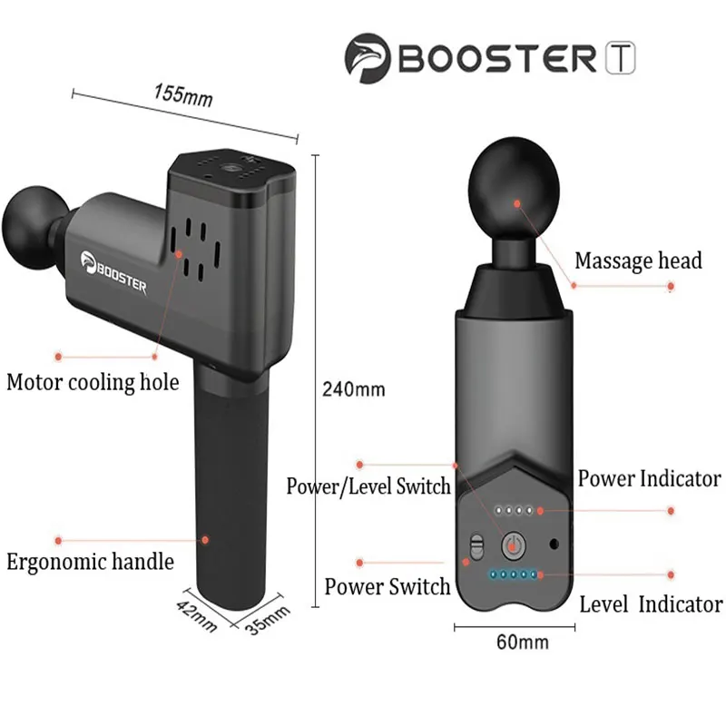 2020 NEW Booster T Massage Gun High Frequency Electronic herapy Muscle Vibration Theragun Body Relaxation Pain Relief Massager