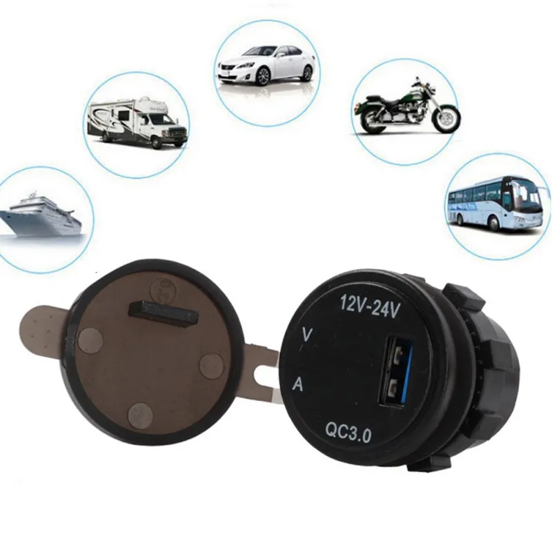 Горячий автомобиль мотоцикл QC3.0 зарядное устройство вольтметр светодиодный Водонепроницаемый Анти-пыль цифровой дисплей Проводка двойной USB зарядное устройство адаптер питания