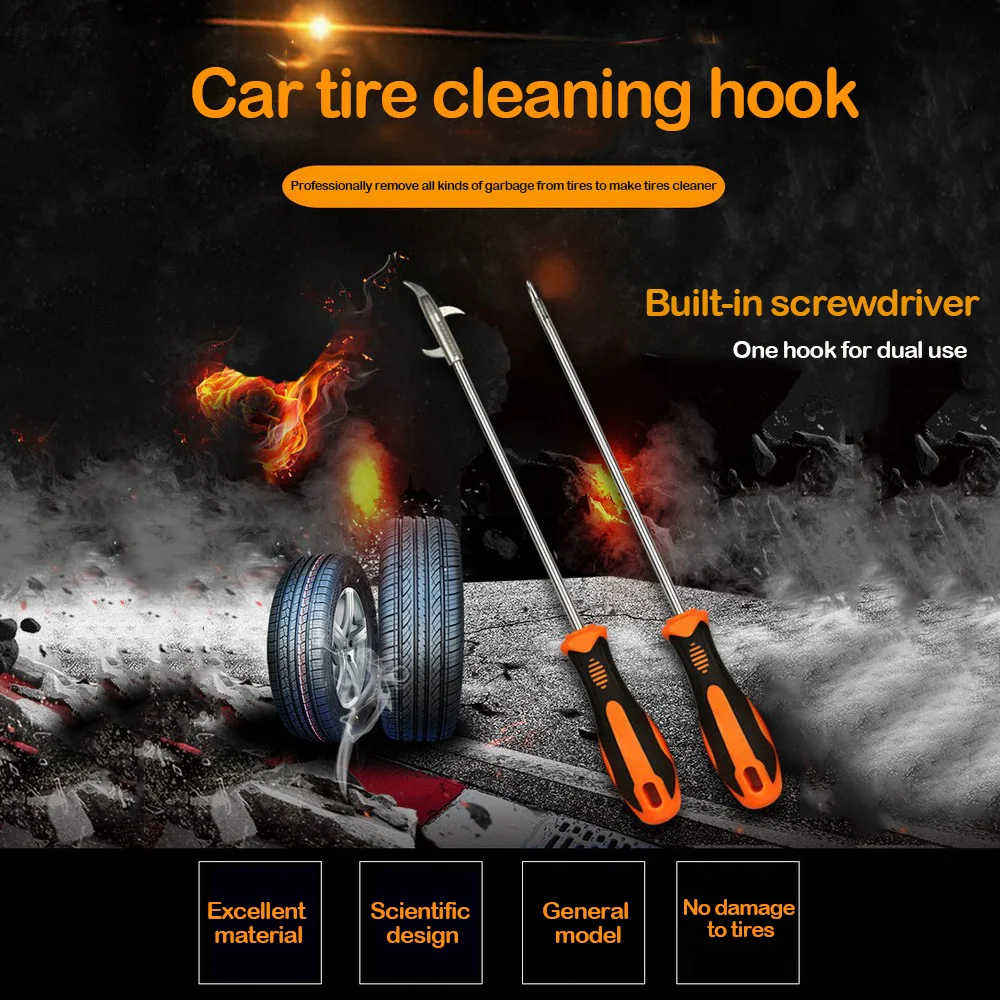 

Car Tire Stone Cleaner Groove Broken Stone Remover Explosion-proof Tire Cleaning Hook Tire Cleaning Tool Car-styling Accessories