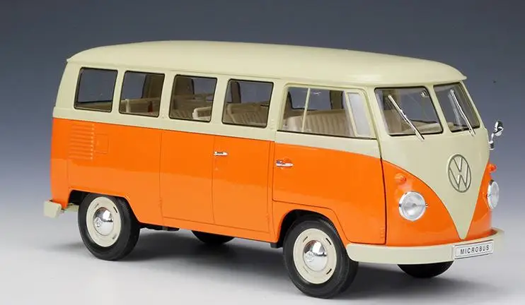 1:18 усовершенствованная модель автобуса из сплава, высокая имитация Ретро T1 автобус Коллекция Модель литая металлическая модель игрушечного автомобиля