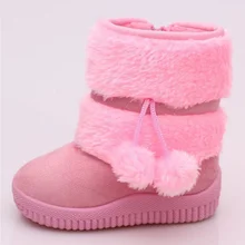 Новые детские зимние ботинки, теплые ботинки с двойными помпонами для мальчиков и девочек, утепленные детские ботинки