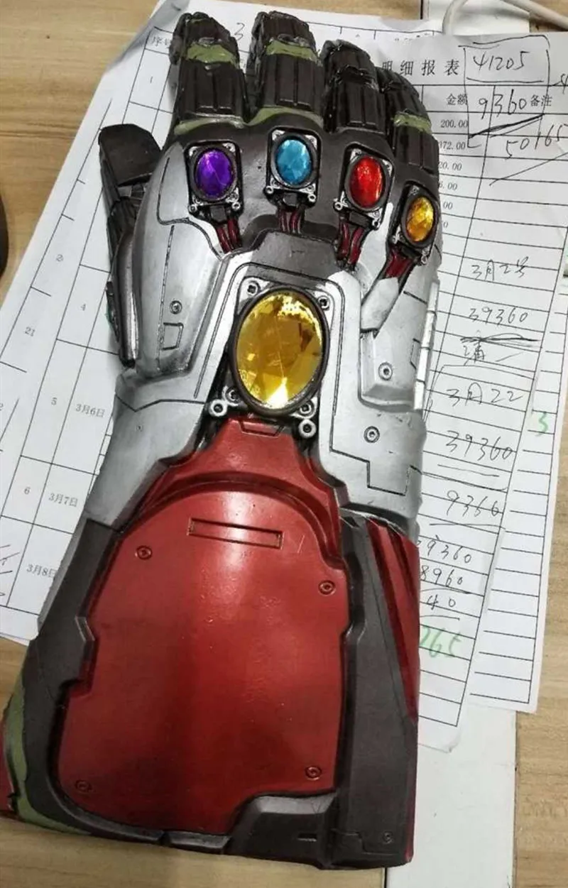 [Новинка] костюм вечерние 1:1 Marvel Мстители финальная битва латексный светодиодный легкий Железный человек перчатки косплей фигурки модель