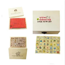 40 pçs/set dia feliz diário de madeira conjunto de selo de borracha clara selos selos de escrita DIY varejo(China)