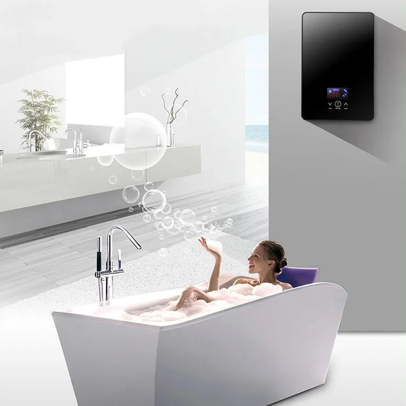 6500W Type instantané chauffe eau sans réservoir chauffe eau électrique ménage température constante prendre un affichage de LED de douche