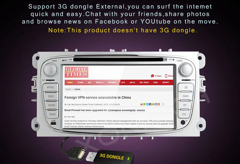 Top 2 Din Car Radio DVD Player for FORD/Focus 2 3 S-MAX/Mondeo 4 C-MAX/Galaxy Kuga Multimedia GPS Navigation Head unit Stereo Audio 9