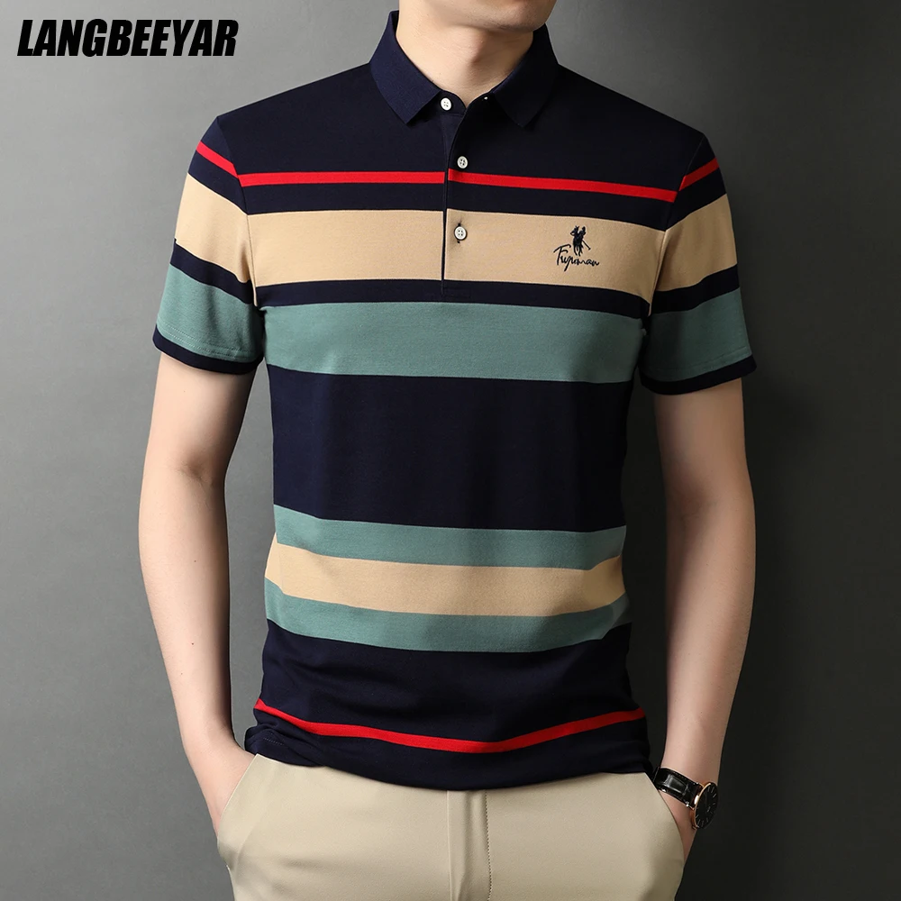 Top Grade New Summer Brand Striped Embroidery Mens Designer Polo Shirts With Short Sleeve Casual Tops Fashions Men Clothing 2022 1