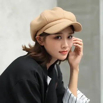 

Women Ladies Winter Beret Hat Leisure Warm Comfortable Wool Octagonal Cap Adjustable Female Flat Top Hat