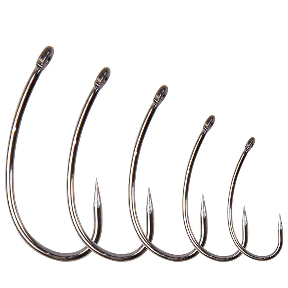 500pcs Barbless Fishing Hook Circle Curve Shank Carp Hooks Hair