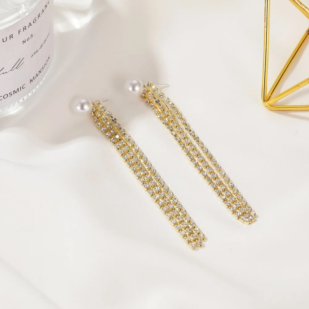 

New Temperament Long Tassel Earrings Cold Wind Multi-layer Earrings Net Red Light Luxury Earrings Party Fashion Gifts