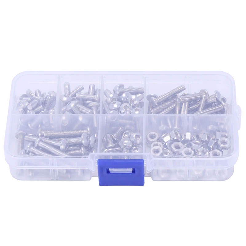 

170Pcs M4 Stainless Steel Hex Drive Button Head Socket Cap Bolts Screws Nuts Assortment Kit (M4)