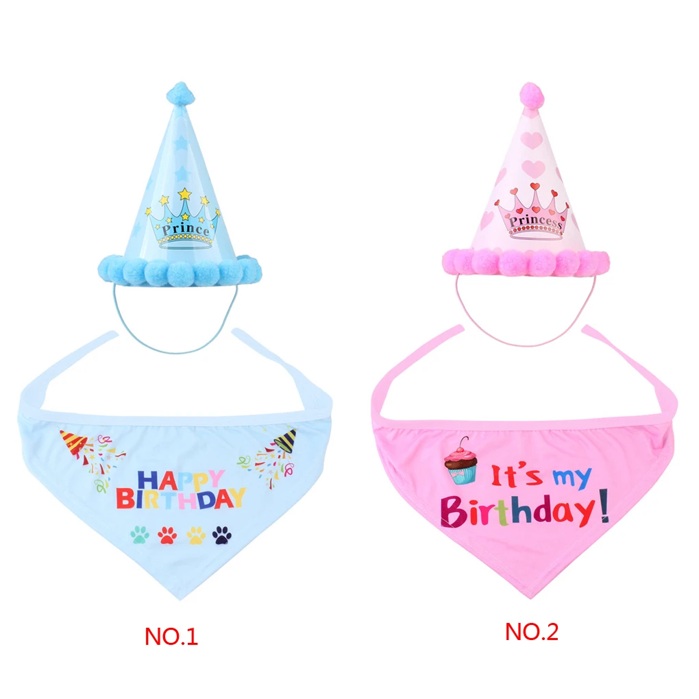 Pet Birthday Headwear Caps Hat Party Costume Headwear Letter Print Bibes Pet Party Accessory