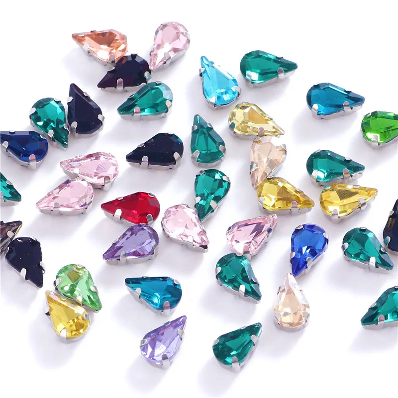Colorful Teardrop Glass Crystal Sew On Rhinestones Sewing Rhinestones Rhinestone Crystals 3 Sizes