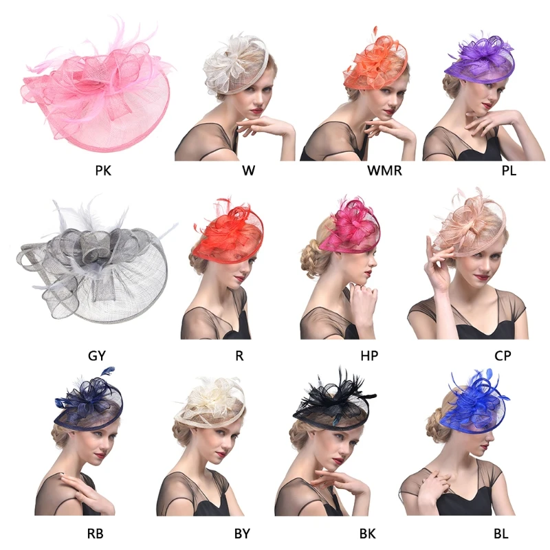 Women Wedding Hat Fascinator Feather Mesh Party Cocktail Headdress Hair Clip New 634D
