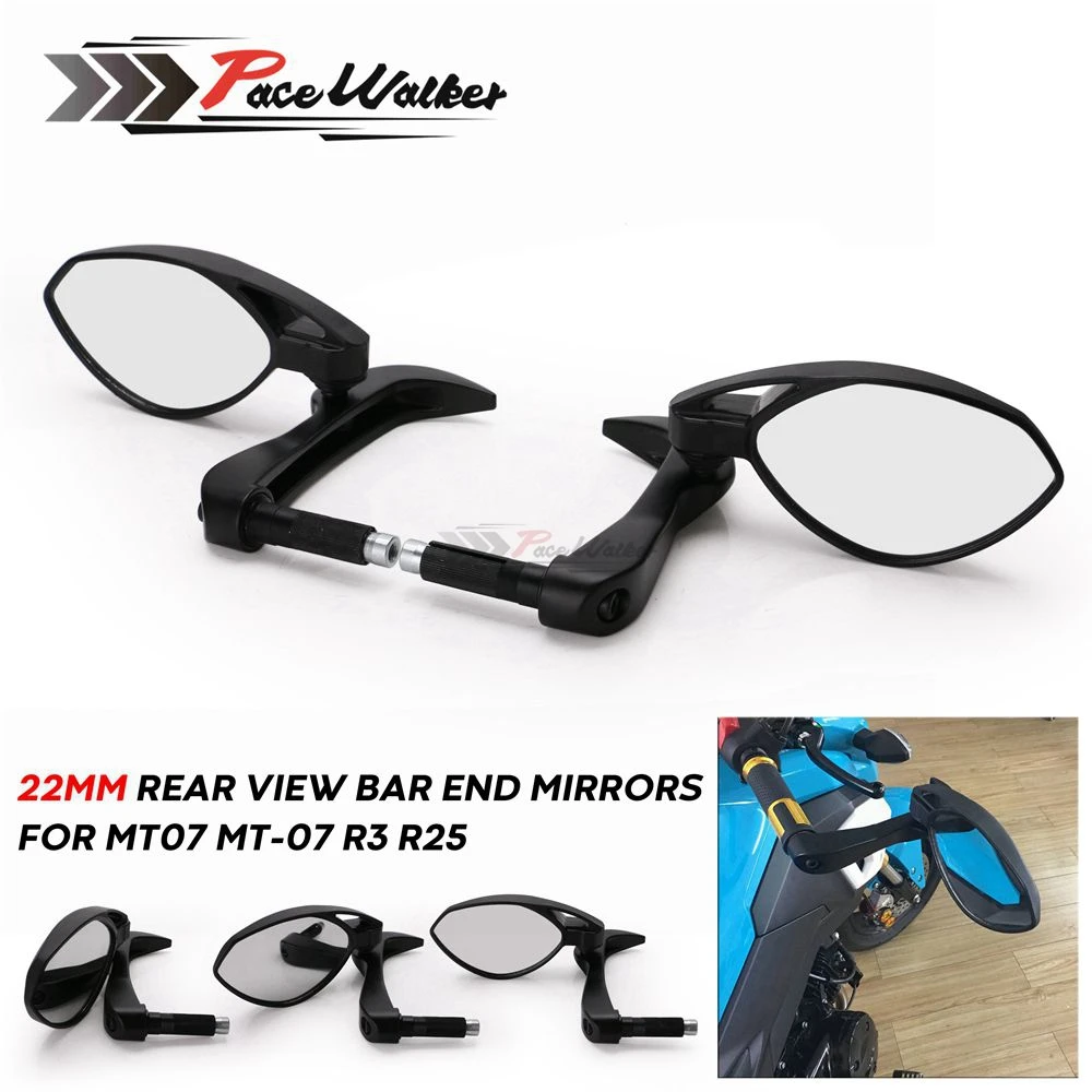 

Universal Black Motorcycle 7/8" CNC Aluminum Handle Bar End Rear View Side Mirrors For Yamaha Kawasaki Honda Street Bike