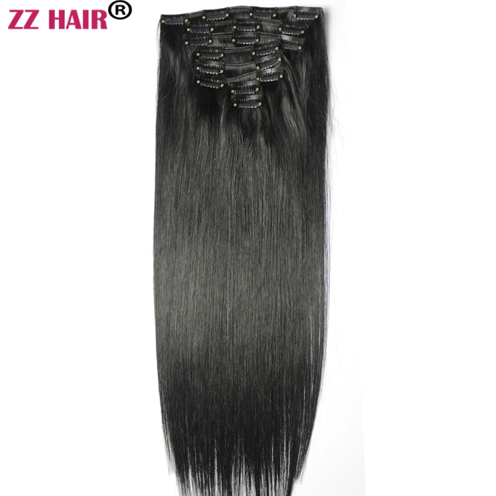ZZHAIR-extensiones de cabello humano 100%, cabello Remy hecho a máquina de 16-26 pulgadas, 100g-160g, 8 Uds., conjunto de pelo Natural Lacio
